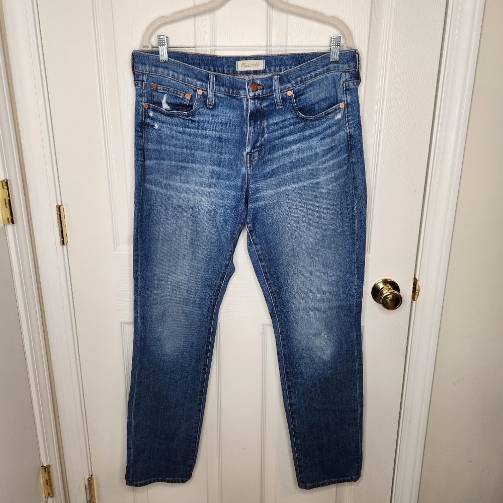 Madewell Slim Boyjean Size 30 Medium Wash Lighly Distressed - Picture 3 of 15